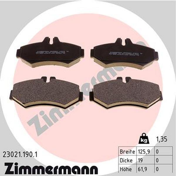 Zimmermann Brake Pad Set, 23021.190.1 23021.190.1